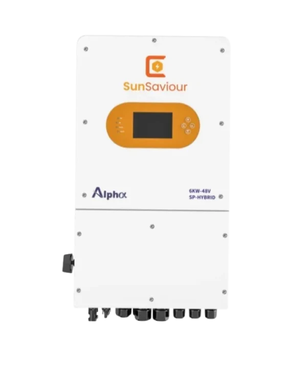 Alpha 6kW IP65 Hybrid Solar Inverter by SunSaviour – High-efficiency, weather-resistant solar inverter for residential and commercial use in Pakistan